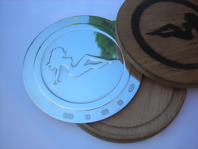 Mudflap girl solid silver tax disk holder